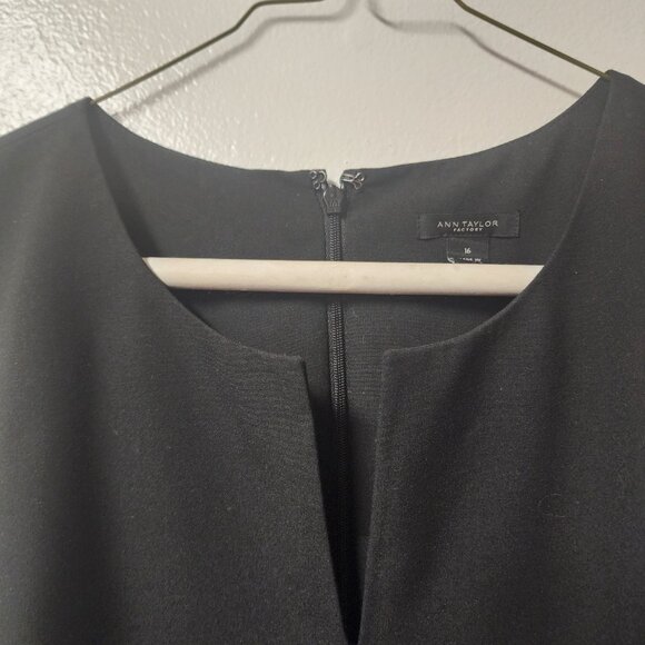 Ann Taylor Factory Vneck black sleeveless sheath dress 16 Business Career - Picture 2 of 8